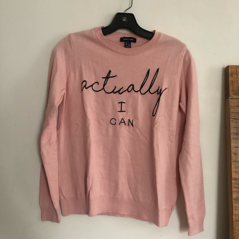“Actually I Can” embroidered sweater